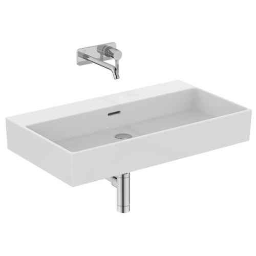 Immagine di Ideal Standard EXTRA lavabo rettangolare sospeso o da appoggio L.80 cm, con troppopieno, colore bianco T389801