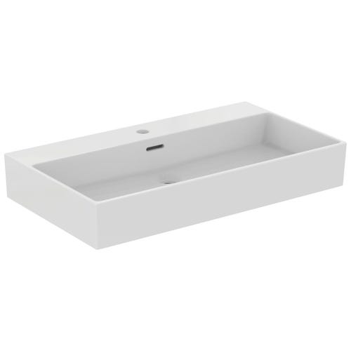 Immagine di Ideal Standard EXTRA lavabo rettangolare da appoggio L.80 cm, monoforo, con troppopieno, colore bianco T389901