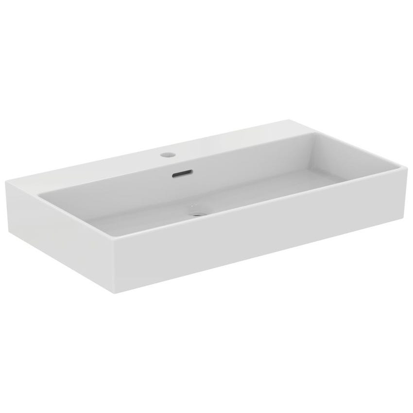 Immagine di Ideal Standard EXTRA lavabo rettangolare da appoggio L.80 cm, monoforo, con troppopieno, colore bianco T389901
