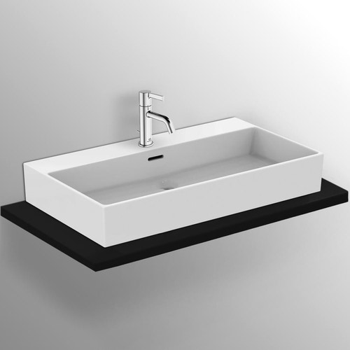 Immagine di Ideal Standard EXTRA lavabo rettangolare da appoggio L.80 cm, monoforo, con troppopieno, colore bianco T389901