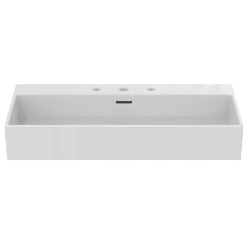 Immagine di Ideal Standard EXTRA lavabo rettangolare da appoggio L.80 cm, 3 fori, con troppopieno, colore bianco T390001