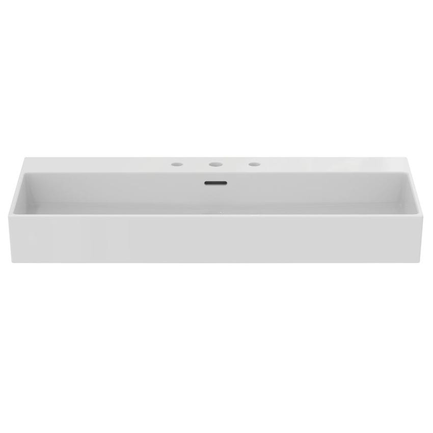 Immagine di Ideal Standard EXTRA lavabo rettangolare sospeso o da appoggio L.100 cm, 3 fori, con troppopieno, colore bianco T390301