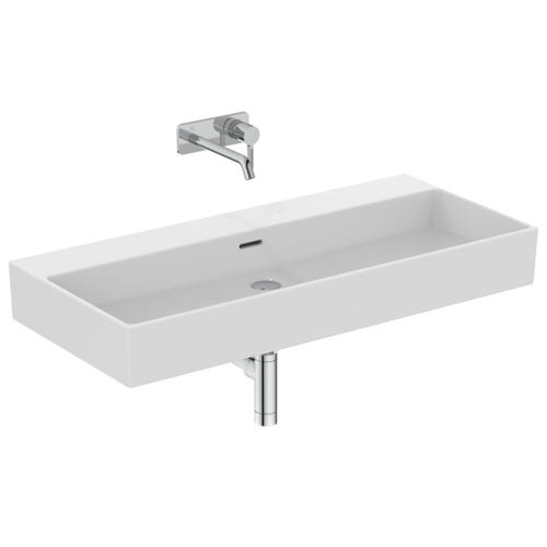 Immagine di Ideal Standard EXTRA lavabo rettangolare sospeso o da appoggio L.100 cm, con troppopieno, colore bianco T390401