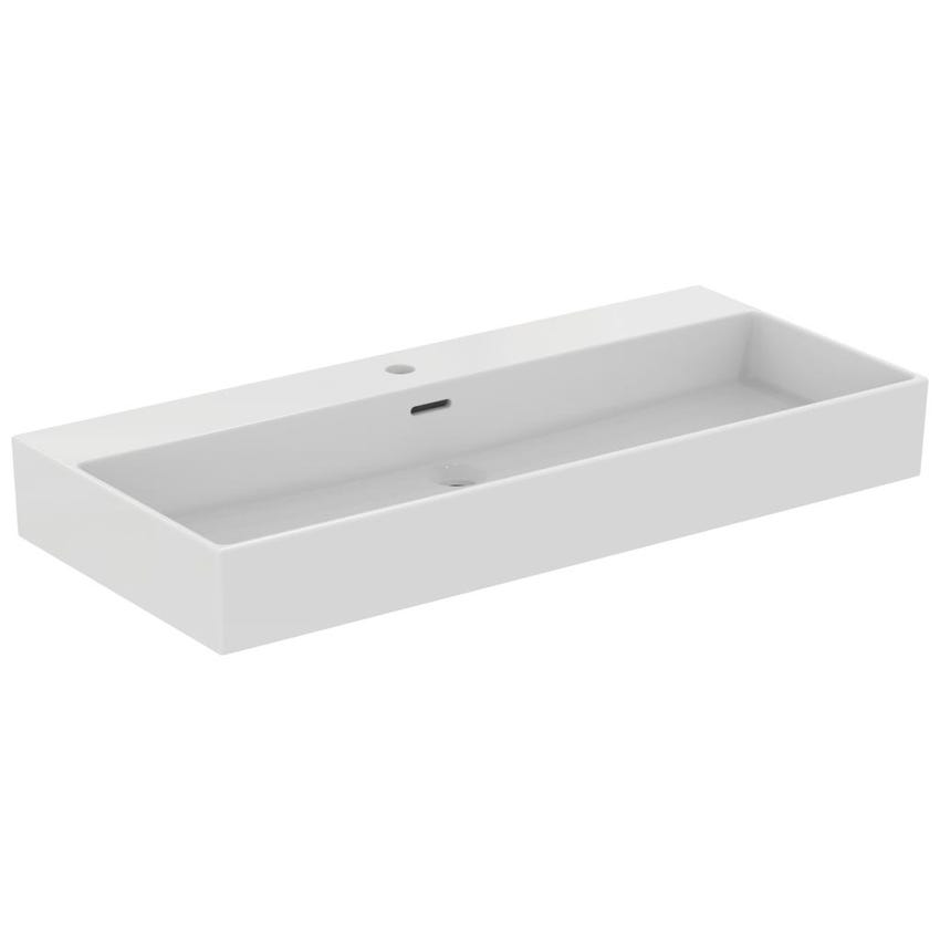 Immagine di Ideal Standard EXTRA lavabo rettangolare da appoggio L.100 cm, monoforo, con troppopieno, colore bianco T390501