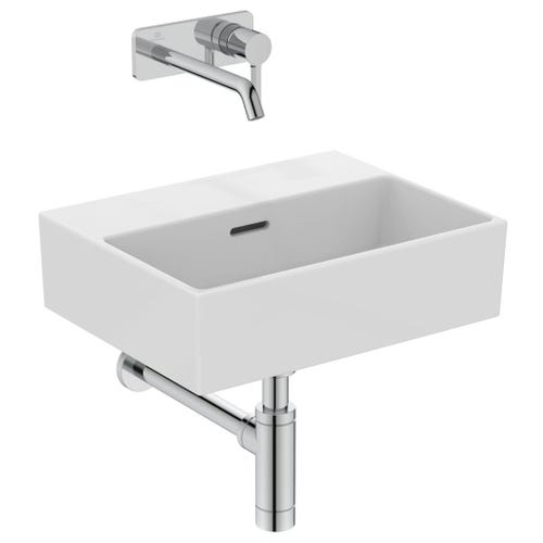 Immagine di Ideal Standard EXTRA lavamani smaltato sospeso o da appoggio L.45 cm, con troppopieno, colore bianco T391601