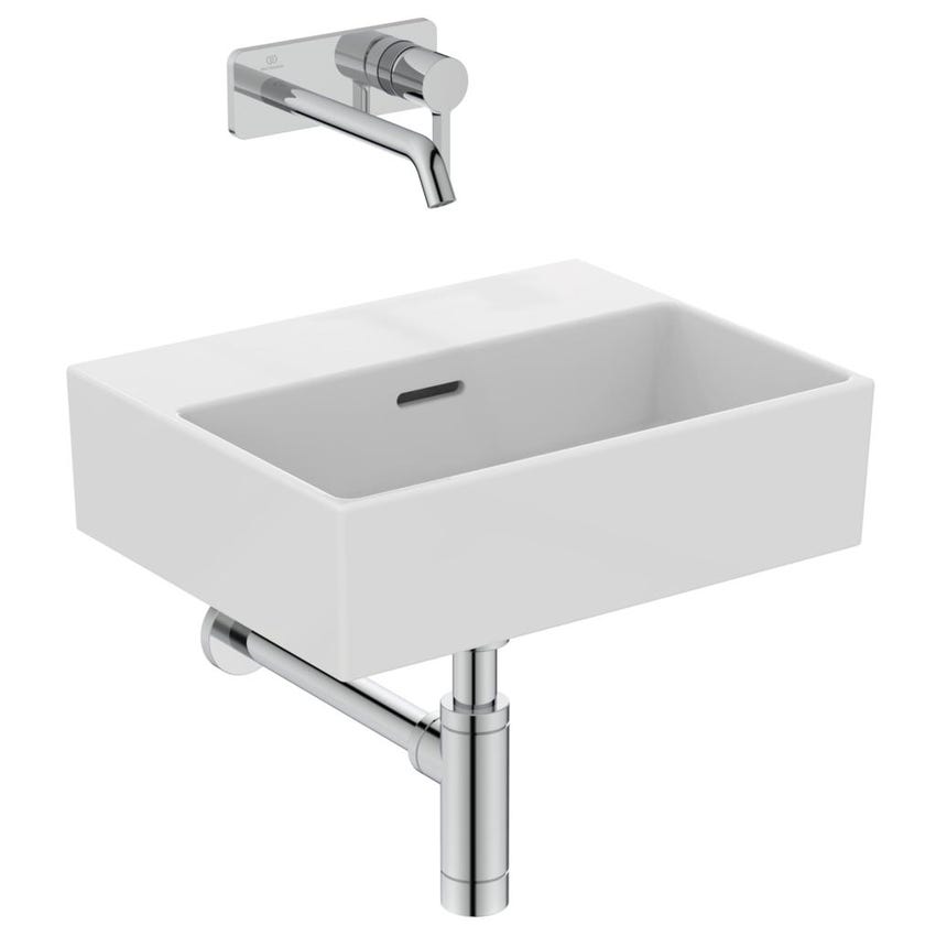 Immagine di Ideal Standard EXTRA lavamani smaltato sospeso o da appoggio L.45 cm, con troppopieno, colore bianco T391601