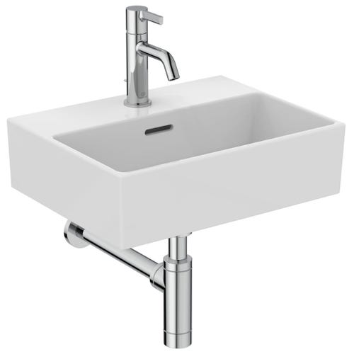 Immagine di Ideal Standard EXTRA lavamani rettificato sospeso o da appoggio L.45 cm, monoforo, con troppopieno, colore bianco T391701