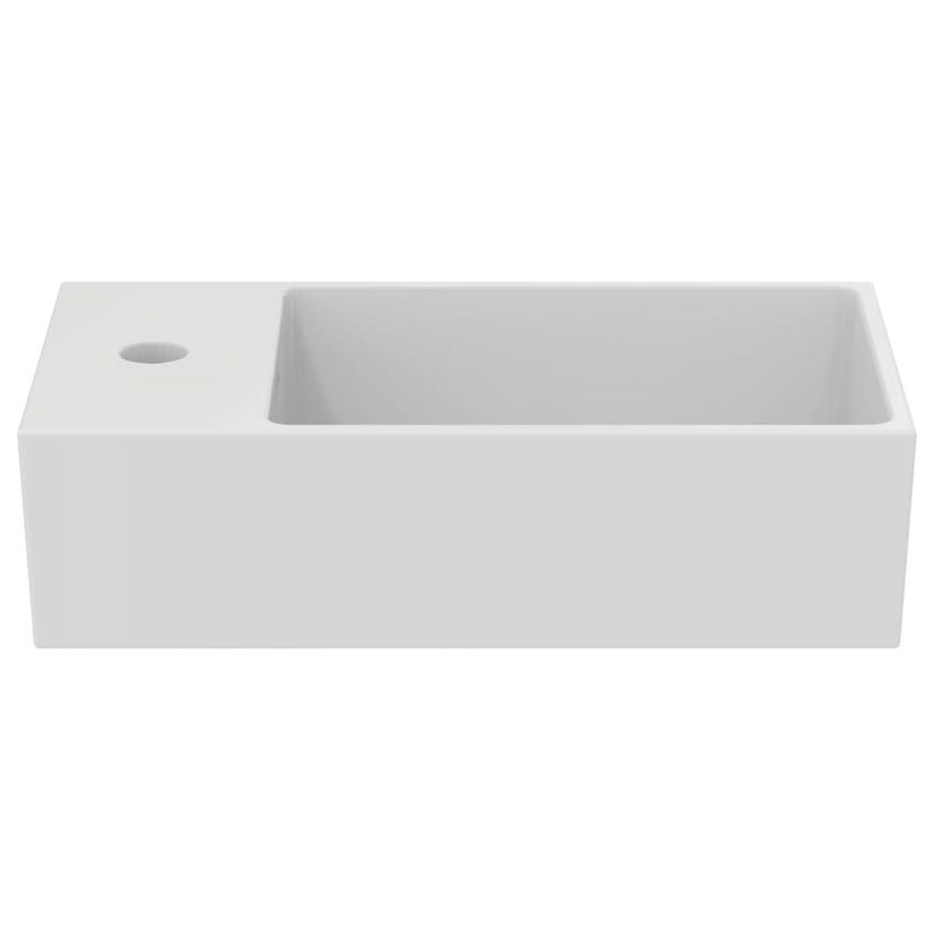 Immagine di Ideal Standard EXTRA lavamani asimmetrico da appoggio L.45 cm, monoforo, con troppopieno, colore bianco T392001