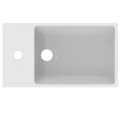 Immagine di Ideal Standard EXTRA lavamani asimmetrico da appoggio L.45 cm, monoforo, con troppopieno, colore bianco T392001