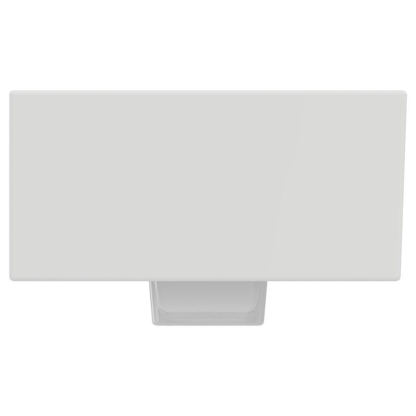 Immagine di Ideal Standard EXTRA lavamani asimmetrico da appoggio L.45 cm, monoforo, con troppopieno, colore bianco T392001