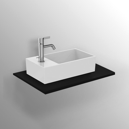 Immagine di Ideal Standard EXTRA lavamani asimmetrico da appoggio L.45 cm, monoforo, con troppopieno, colore bianco T392001