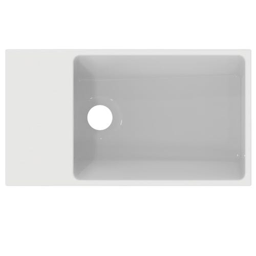 Immagine di Ideal Standard EXTRA lavamani asimmetrico da appoggio L.45 cm, con troppopieno, colore bianco T392101