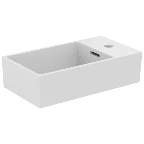 Immagine di Ideal Standard EXTRA lavamani asimmetrico da appoggio L.45 cm, monoforo, con troppopieno, colore bianco T392301