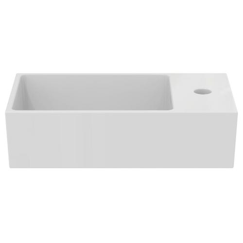 Immagine di Ideal Standard EXTRA lavamani asimmetrico da appoggio L.45 cm, monoforo, con troppopieno, colore bianco T392301