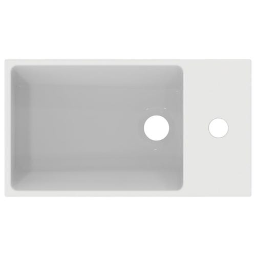 Immagine di Ideal Standard EXTRA lavamani asimmetrico da appoggio L.45 cm, monoforo, con troppopieno, colore bianco T392301