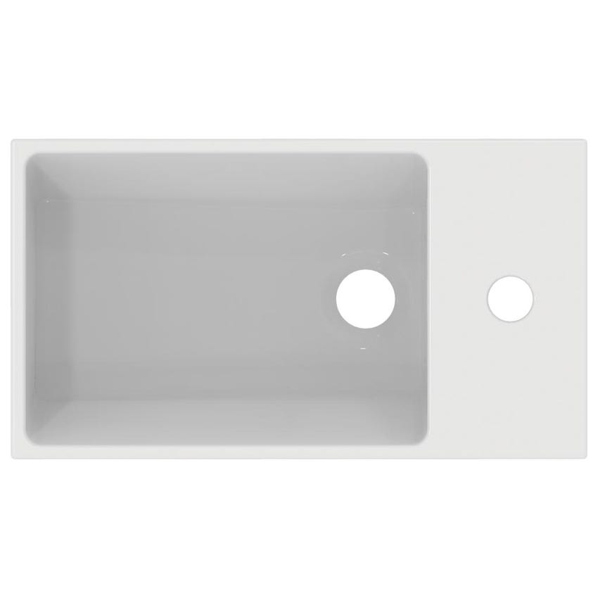Immagine di Ideal Standard EXTRA lavamani asimmetrico da appoggio L.45 cm, monoforo, con troppopieno, colore bianco T392301