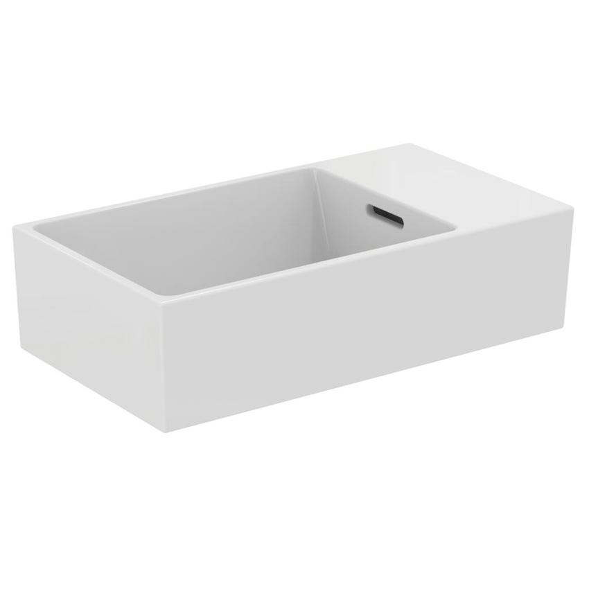 Immagine di Ideal Standard EXTRA lavamani asimmetrico da appoggio L.45 cm, monoforo, con troppopieno, colore bianco T392401