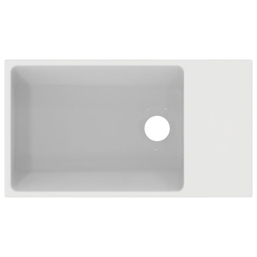 Immagine di Ideal Standard EXTRA lavamani asimmetrico da appoggio L.45 cm, monoforo, con troppopieno, colore bianco T392401
