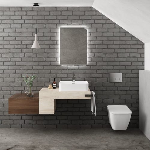 Immagine di Ideal Standard STRADA II lavabo rettangolare da appoggio L.50 cm monoforo, con troppopieno, colore bianco T296601