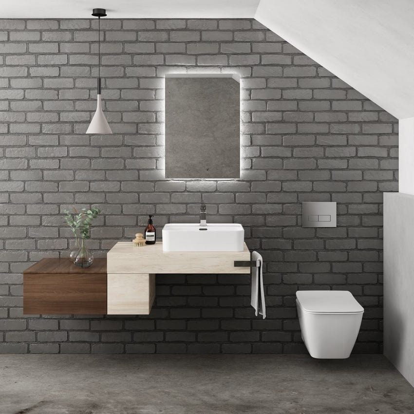 Immagine di Ideal Standard STRADA II lavabo rettangolare da appoggio L.50 cm monoforo, con troppopieno, colore bianco T296601