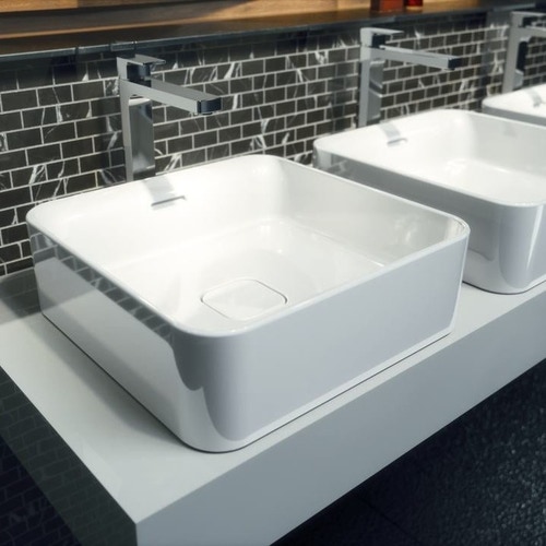 Immagine di Ideal Standard STRADA II lavabo quadrato da appoggio 40 cm, con troppopieno, colore bianco T296301