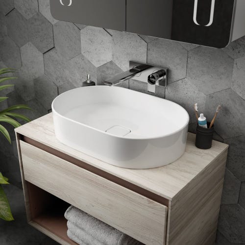 Immagine di Ideal Standard STRADA II lavabo ovale da appoggio L.60 cm, senza troppopieno, colore bianco T298101