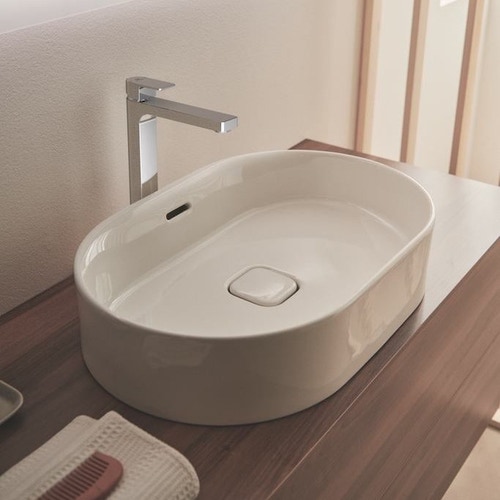 Immagine di Ideal Standard STRADA II lavabo ovale da appoggio L.60 cm, con troppopieno, colore bianco T360401