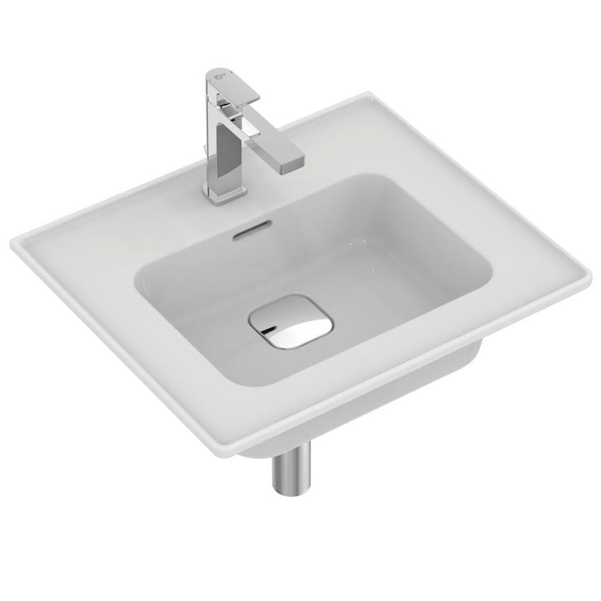 Immagine di Ideal Standard STRADA II lavabo top rettangolare L.50 cm monoforo, con troppopieno, colore bianco T298801