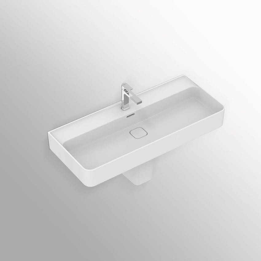 Immagine di Ideal Standard STRADA II lavabo rettangolare sospeso L.100 cm, monoforo, con  troppopieno, colore bianco T300201