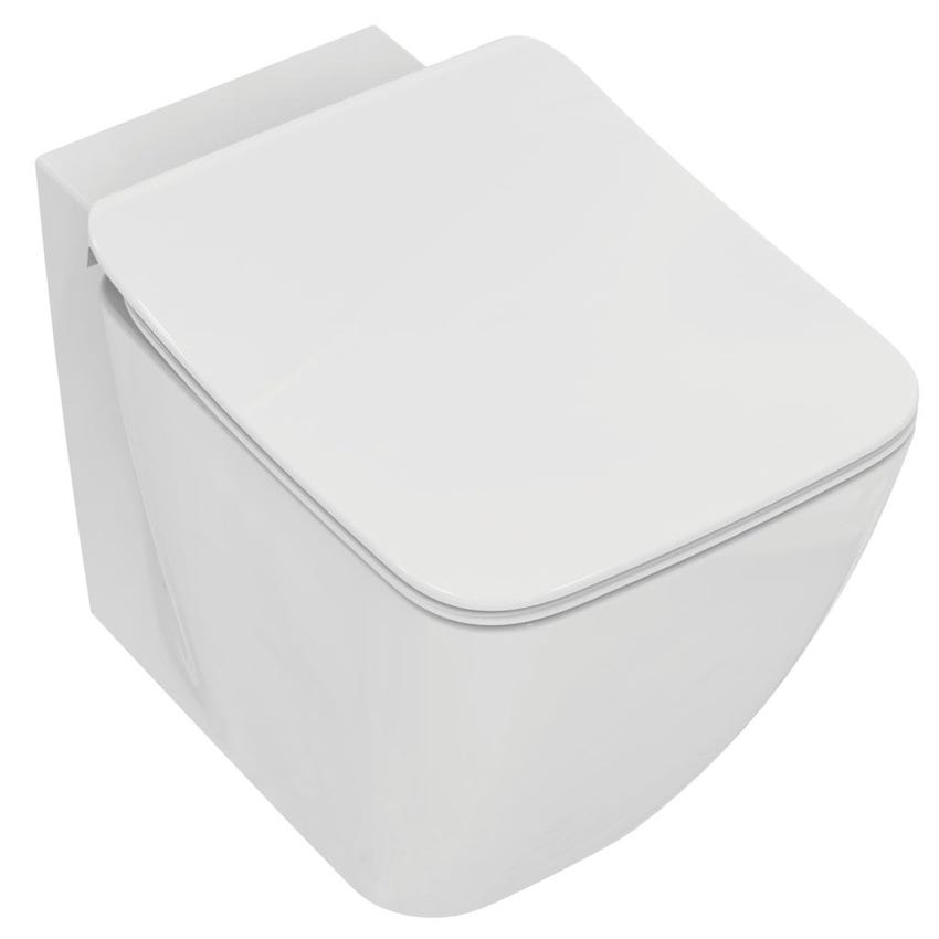 Immagine di Ideal Standard STRADA II vaso a pavimento, a filo parete, completo di sedile slim senza discesa rallentata, colore bianco T464701