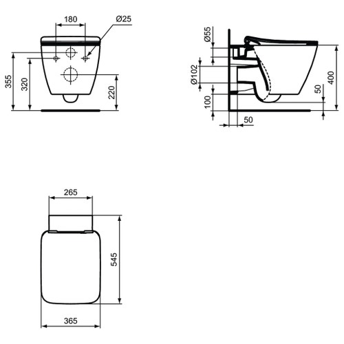 Immagine di Ideal Standard STRADA II vaso sospeso, completo di sedile slim a sgancio rapido senza discesa rallentata, colore bianco T464901