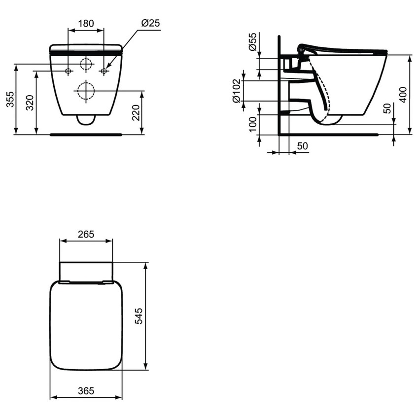 Immagine di Ideal Standard STRADA II vaso sospeso, completo di sedile slim a sgancio rapido senza discesa rallentata, colore bianco T464901