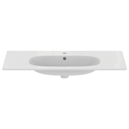 Immagine di Ideal Standard TESI lavabo top L.100 cm monoforo, con troppopieno, colore bianco seta finitura opaco T3508V1
