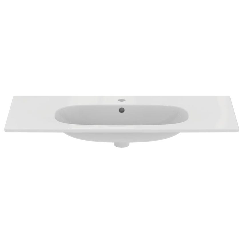 Immagine di Ideal Standard TESI lavabo top L.100 cm monoforo, con troppopieno, colore bianco seta finitura opaco T3508V1