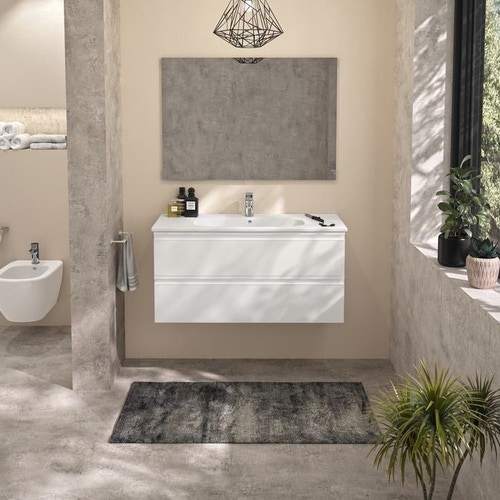Immagine di Ideal Standard TESI lavabo top L.100 cm monoforo, con troppopieno, colore bianco seta finitura opaco T3508V1