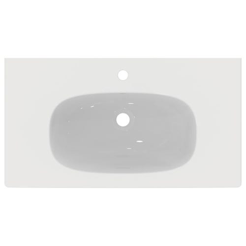Immagine di Ideal Standard TESI lavabo top L.80 cm monoforo, con troppopieno, colore bianco seta finitura opaco T3509V1
