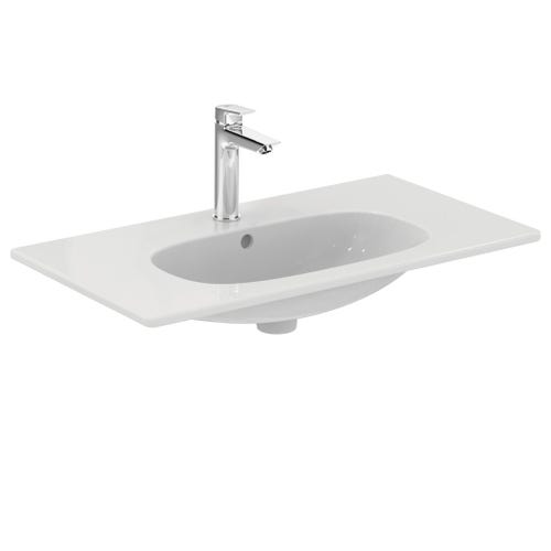 Immagine di Ideal Standard TESI lavabo top L.80 cm monoforo, con troppopieno, colore bianco seta finitura opaco T3509V1