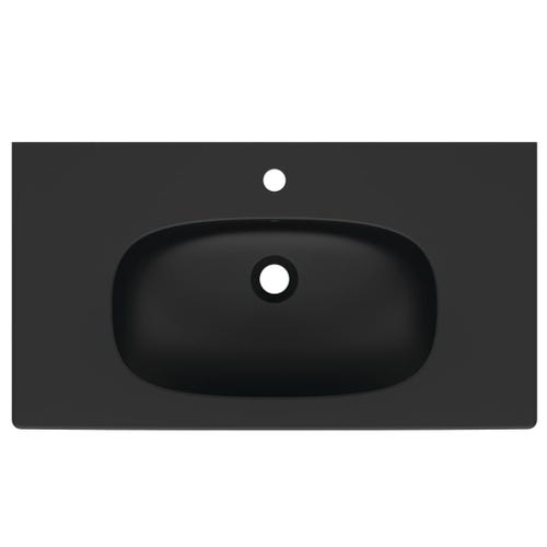 Immagine di Ideal Standard TESI lavabo top L.80 cm monoforo, con troppopieno, colore nero finitura opaco T3509V3