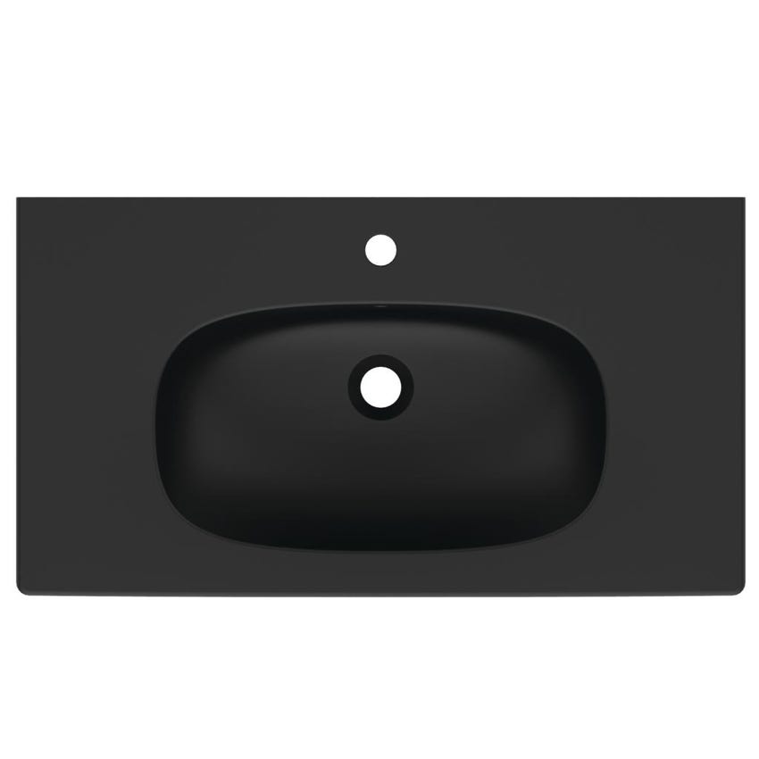 Immagine di Ideal Standard TESI lavabo top L.80 cm monoforo, con troppopieno, colore nero finitura opaco T3509V3