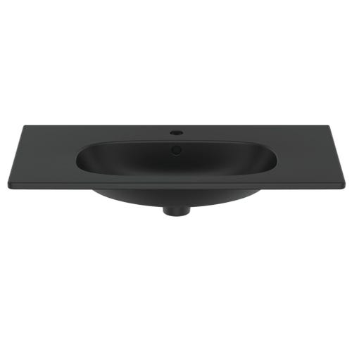 Immagine di Ideal Standard TESI lavabo top L.80 cm monoforo, con troppopieno, colore nero finitura opaco T3509V3