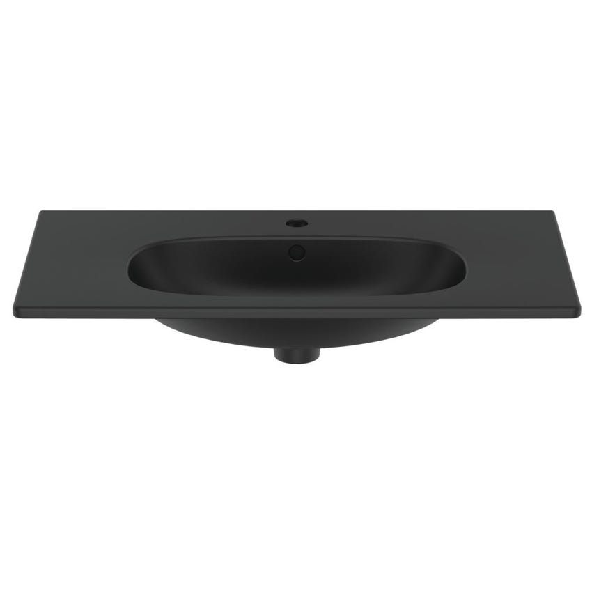 Immagine di Ideal Standard TESI lavabo top L.80 cm monoforo, con troppopieno, colore nero finitura opaco T3509V3
