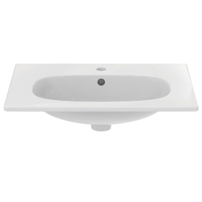 Immagine di Ideal Standard TESI lavabo top L.60 cm monoforo, con troppopieno, colore bianco seta finitura opaco T3510V1