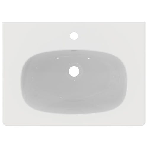 Immagine di Ideal Standard TESI lavabo top L.60 cm monoforo, con troppopieno, colore bianco seta finitura opaco T3510V1