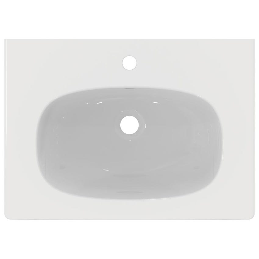 Immagine di Ideal Standard TESI lavabo top L.60 cm monoforo, con troppopieno, colore bianco seta finitura opaco T3510V1
