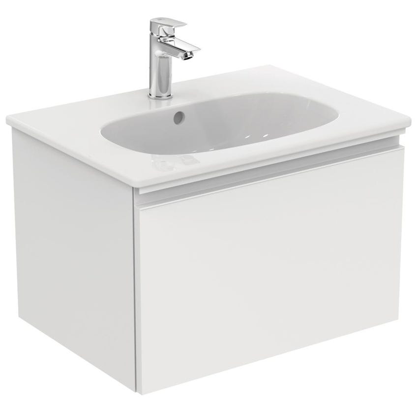 Immagine di Ideal Standard TESI lavabo top L.60 cm monoforo, con troppopieno, colore bianco seta finitura opaco T3510V1