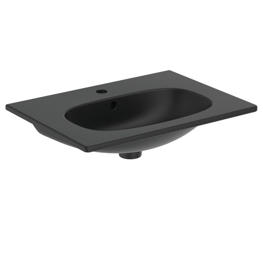 Immagine di Ideal Standard TESI lavabo top L.60 cm monoforo, con troppopieno, colore nero finitura opaco T3510V3
