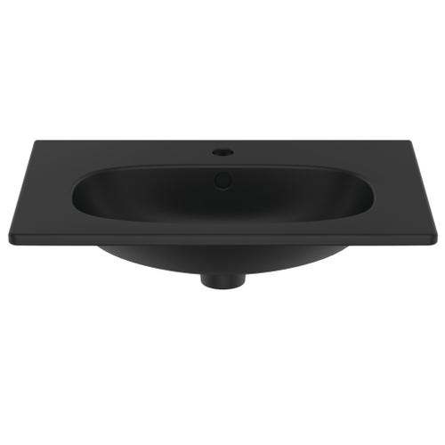Immagine di Ideal Standard TESI lavabo top L.60 cm monoforo, con troppopieno, colore nero finitura opaco T3510V3
