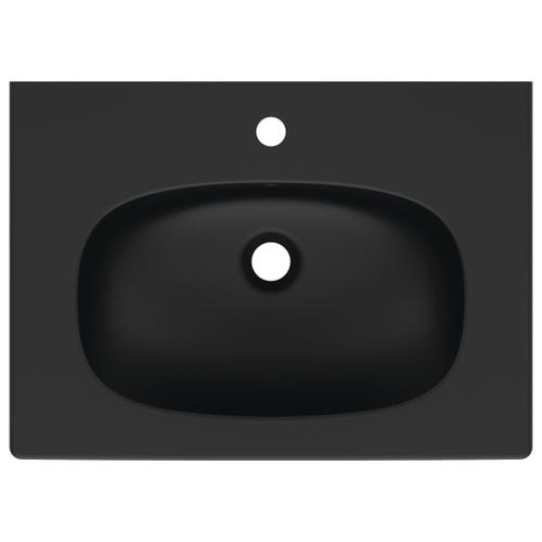 Immagine di Ideal Standard TESI lavabo top L.60 cm monoforo, con troppopieno, colore nero finitura opaco T3510V3