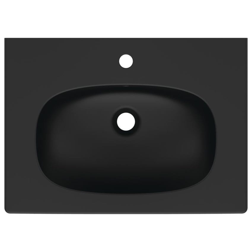 Immagine di Ideal Standard TESI lavabo top L.60 cm monoforo, con troppopieno, colore nero finitura opaco T3510V3