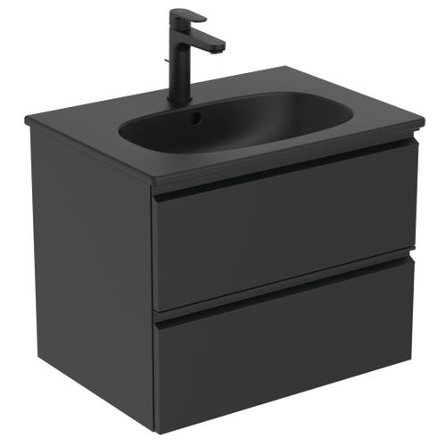 Immagine di Ideal Standard TESI lavabo top L.60 cm monoforo, con troppopieno, colore nero finitura opaco T3510V3